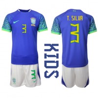Dres Brazil Thiago Silva #3 Gostujuci za djecu SP 2022 Kratak Rukav (+ kratke hlače)